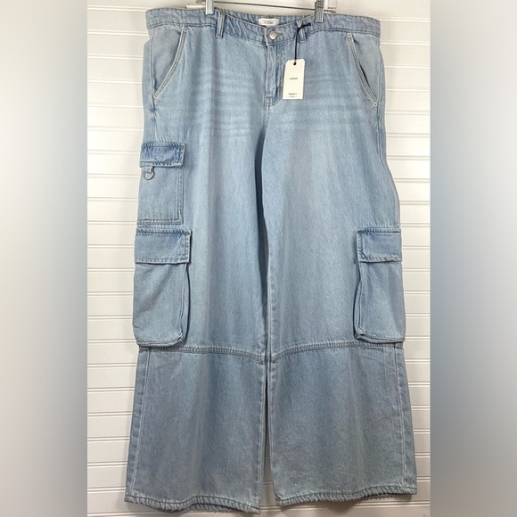 Forever 21 NWT cargo Pants 5 pockets Wide Legs Baggy Jeans Size 31 - Picture 1 of 11